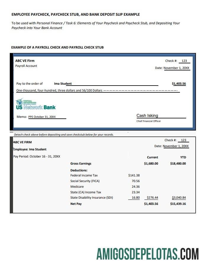 Imprimível Cheque de pagamento de funcionário, contracheque e comprovante de depósito bancário modelo Word e PDF